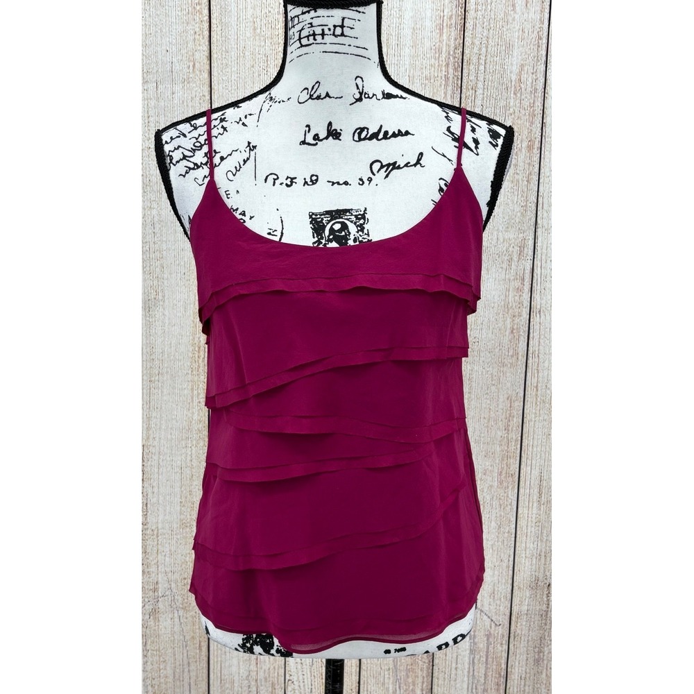 Vince Silk Camisole Tank Top Size‎ 8 Fuchsia Magenta Layered Spaghetti Strap